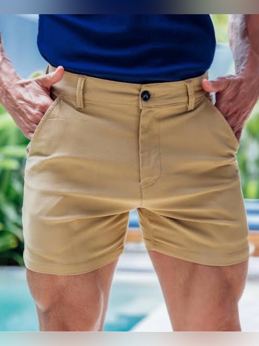 XINNUO Men's Chino Shorts Khaki Beige Twill NWT Size 34